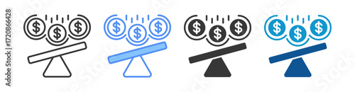 Cost Icon Set Multiple Style Collection