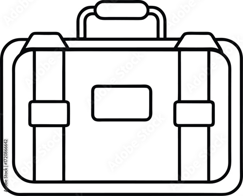 neatly packed suitcase outline icon with compartment.