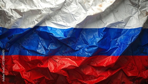 Wrinkled Russian flag