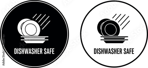 Dishwasher safe icon symbol for kitchenware and tableware