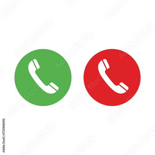 Green and red phone icons for call accept and reject functions symbolizing communication options