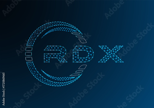 RDX low poly letter logo vector design. RDX lower poly logo design. Low poly logo.
