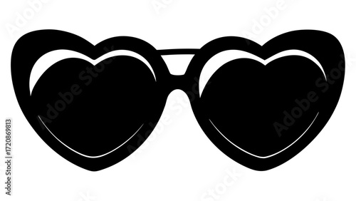 Vector art of black heartshaped sunglasses, , representing fashion, summer, fun, and a cool, stylish accessory for a sunny day