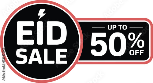 Eid sale announcement offering up to fifty percent off discounts