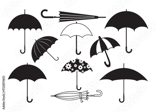 Umbrella vector, Umbrella clipart, Umbrella silhouette