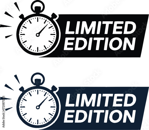Urgency and exclusivity conveyed by a stopwatch and 'Limited Edition' text in two contrasting styles