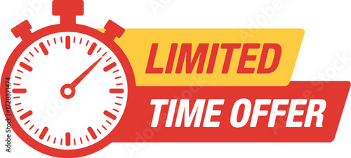 Urgent countdown clock with vibrant limited time offer banner for sales and promotions