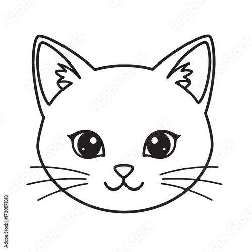Cute a Cat Hrad Cartoon Vector illustration of a smiling kitten