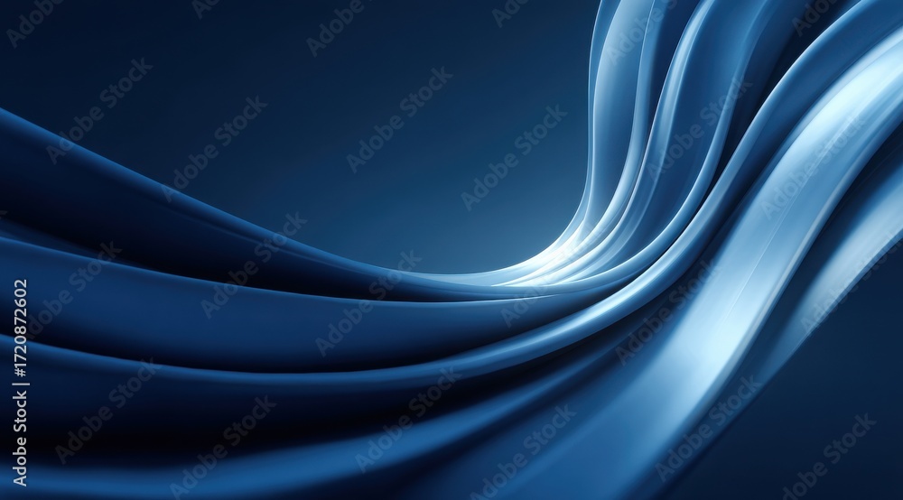 Obraz premium Abstract blue background featuring curved light waves in motion