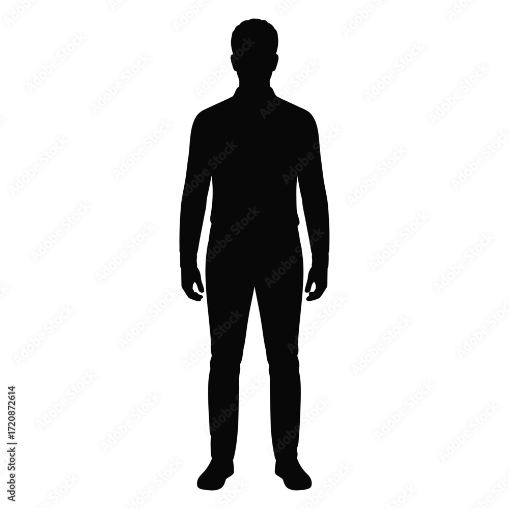 Fototapeta premium Silhouette of a standing man against a white background