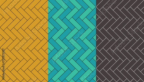 Wallpaper Mural Colorful herringbone tile minimal seamless patterns set Torontodigital.ca