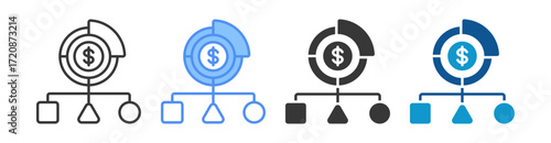 Cost Allocation Icon Set Multiple Style Collection