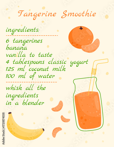 Tangerine smoothie recipe. Tangerine, banana.