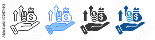 Profit Growth Icon Set Multiple Style Collection