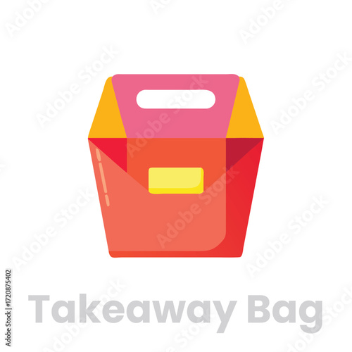 Colorful takeaway bag a vibrant illustration of a convenient container for carrying food and beverages from restaurants and cafes