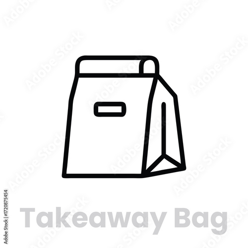 Minimalist takeaway bag a simple line drawing of a container for carrying food and beverages from restaurants and cafes