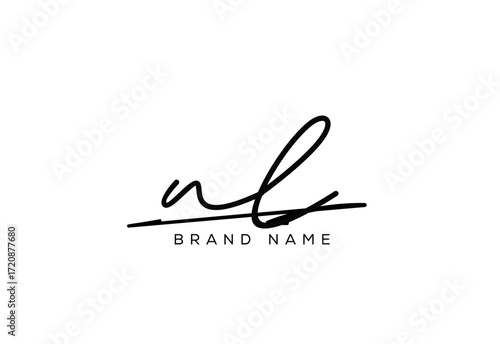NL letter elegant cursive signature beauty handwriting logo.