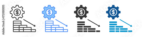 Depreciation Icon Set Multiple Style Collection