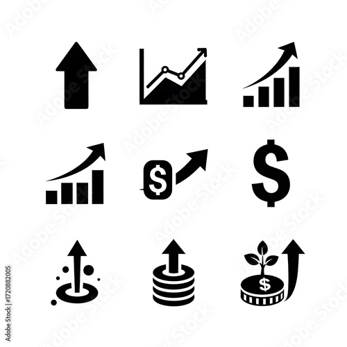 Growth, Progress, Financial, Success, Investment Icons.