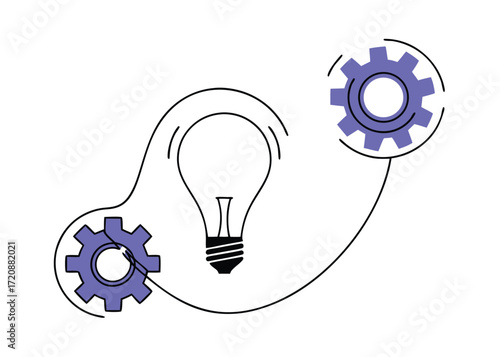 Light Bulb Connected to Gears idea innovation