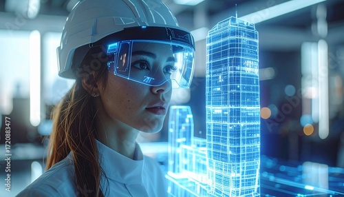 Innovations in construction, smart city planning, AR/VR technology in architecture, and the future of engineering. Showcasing the concepts of digitalization, smart cities, and high-tech collaborationt