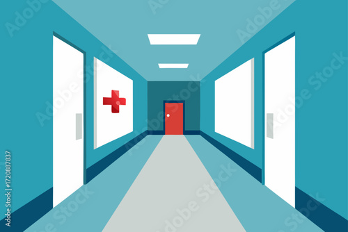 empty corridor with a red carpet