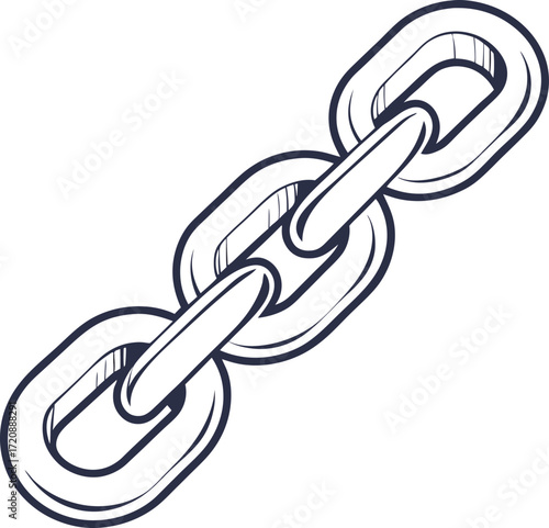 Strong chain link reliability outline icon vector.