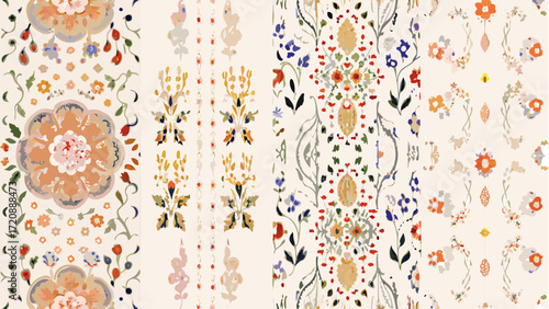 Elegant floral pattern with classic vintage style, perfect for timeless designs and adding a touch of sophistication to any creative project or artistic creation