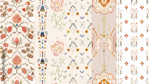Stunning floral pattern for luxurious fabrics and wallpapers, offering a timeless and elegant aesthetic for sophisticated interior designs and creative projects