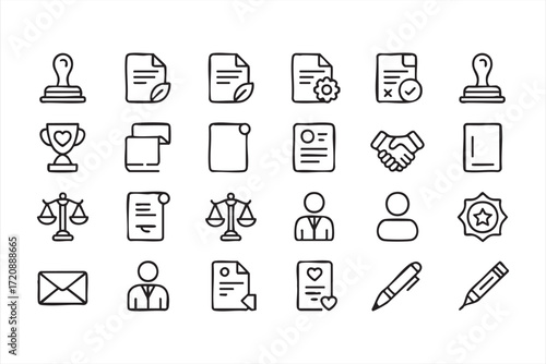 Contract and agreement outline graphics for court and law firm branding
