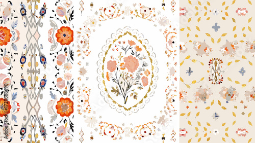 Elegant floral design with vintage charm, perfect for adding a touch of classic beauty to invitations, textiles, and stationery, originally a scalable vector graphic