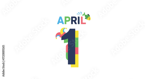 Whimsical and Colorful Graphic Design Announcing April Fools' Day with a playful touch and vibrant colors promoting joviality and amusement