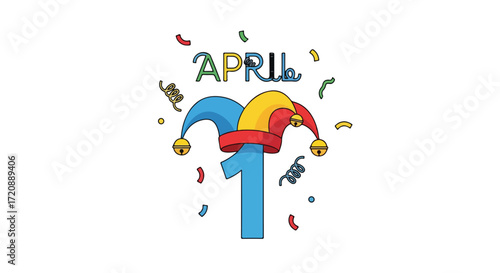 Whimsical april fools' day celebration with vibrant colors and playful design elements for festive occasion celebration