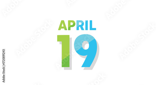 Illustrative graphic displaying April 19th with vibrant green and blue hues against a bright white backdrop