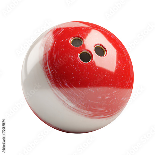 Red and white bowling ball isolated on transparent background