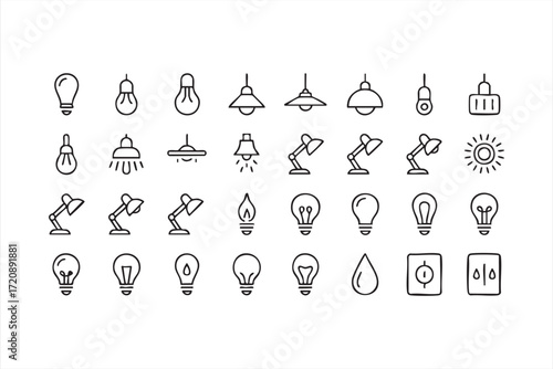 Energy saving and illumination outline graphics for technology and smart homes