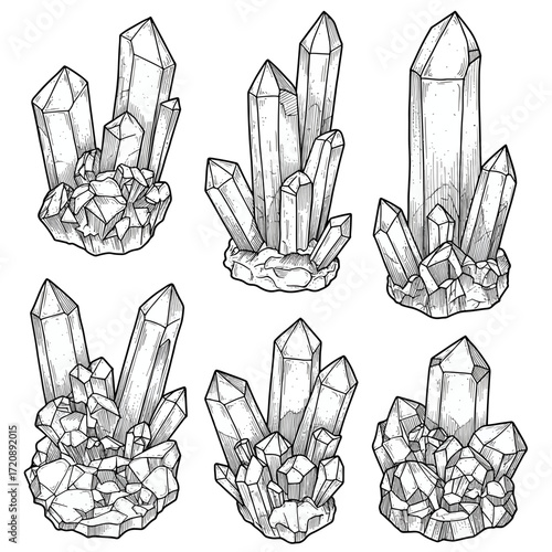Sparkling crystal cluster designs for magical artistry, ethereal beauty, and enchanting gemstone collections, originally crafted as scalable vector graphics