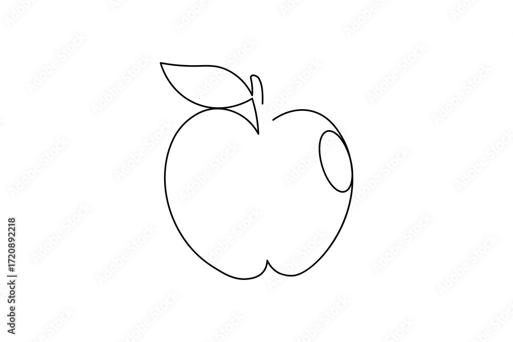 Fototapeta premium Simple apple line art illustration in continuous style, ideal for logo, decoration, and creative artwork