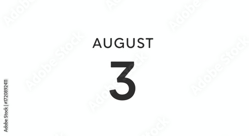 Stylized August 3rd Date Reminder: Minimalist Design for Calendars and Schedules illustration concept
