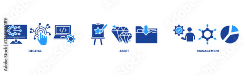 DAM icon set illustration illustration concept with icon of digital, asset, management 
