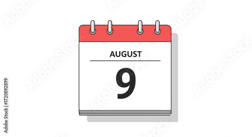 Stylish calendar illustration showing August 9th date reminding important planning or notification related to this specific day