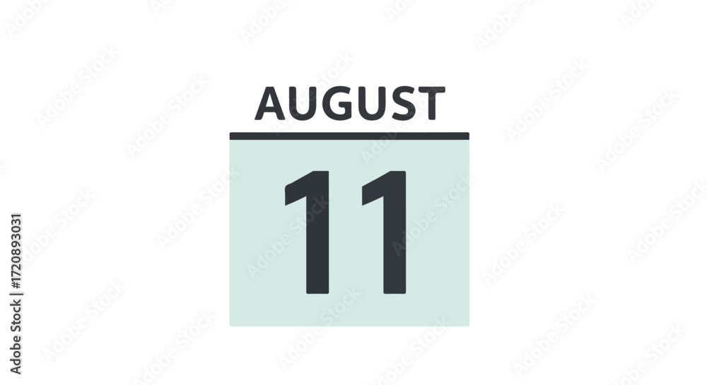 Obraz premium Stylized calendar icon with August 11th date highlighted offering a reminder or schedule, minimal design suitable for digital use offering a minimal