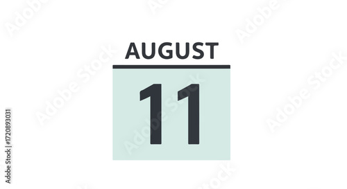 Stylized calendar icon with August 11th date highlighted offering a reminder or schedule, minimal design suitable for digital use offering a minimal