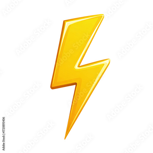 Yellow lightning bolt icon isolated on transparent background
