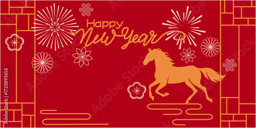 Wallpaper Mural Chinese new year decoration illustration. 2026 new year illustration decoration with Asian traditional pattern. Vector illustration.  Torontodigital.ca