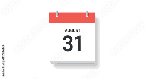 August 31st depicted on a stylized calendar, suitable for event planning and deadlines visuals offering a clean design for project management and