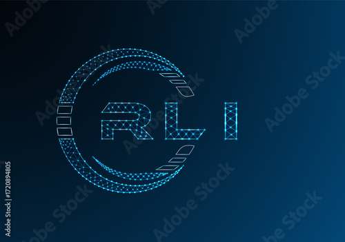 RLI low poly letter logo vector design. RLI lower poly logo design. Low poly logo.