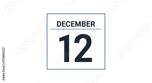 Crisp December 12th Calendar Icon for Event Planning and Schedule Management illustration of a specific date
