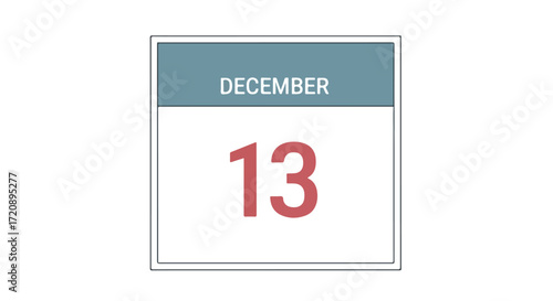 Stylized calendar icon showcasing December thirteenth for scheduling and event management reminder application usage