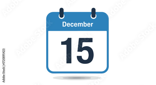 December 15th calendar icon indicating important dates, reminders, or scheduling for events and deadlines using a simple graphic representation